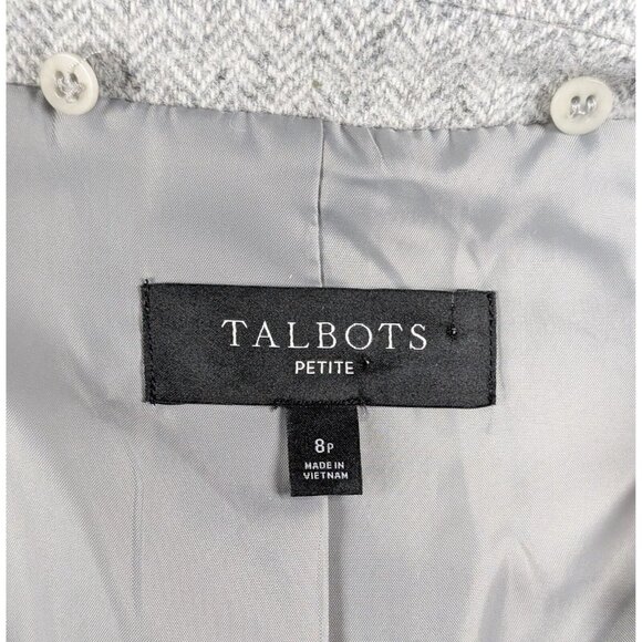 Talbots Gray Blazer 2 Button Notched Lapel Wool Blend Womens Size 8 Petite Work - Picture 4 of 4